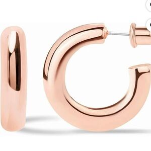 Elegant Chunky Rose Gold Open Hoop Earrings